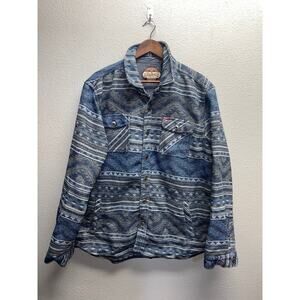 Rafter C Western Jacket Shacket Pearl Snap Red Dirt Collection Blue Gray 2XL XXL